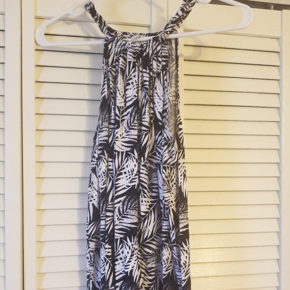 Black and White Palm Print Halter Top